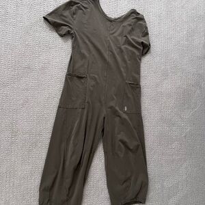 FP Movement by Free People Olive Short-Sleeve Utility Jumpsuit